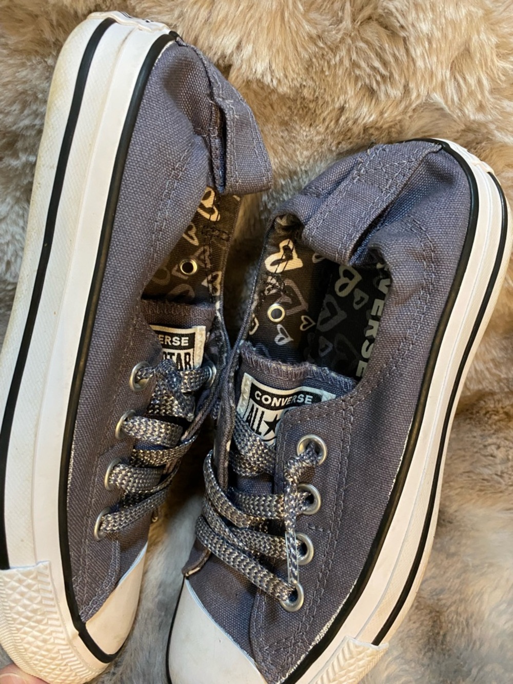 Converse Low Top Sneakers - Gray and White